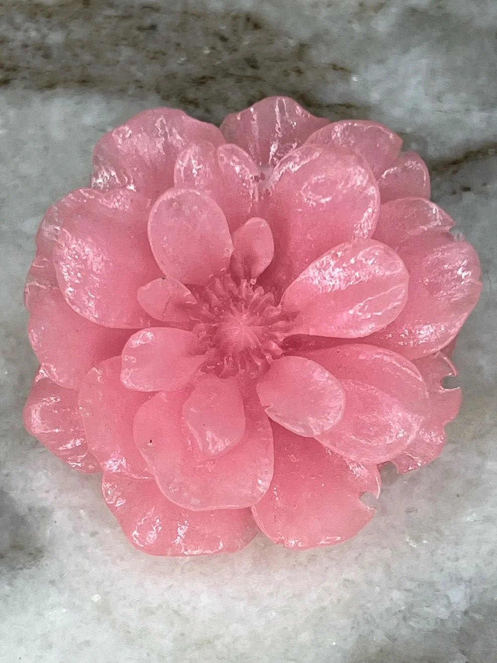 Light Pink Flower Resin Pin, Floral Brooch, Hand-poured Handcrafted